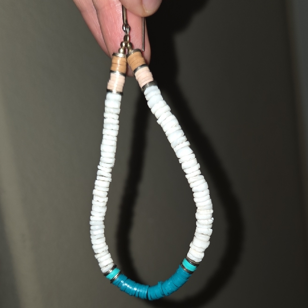 NWOT Isabel Marant White and Teal Beaded Earrings - Picture 2 of 8